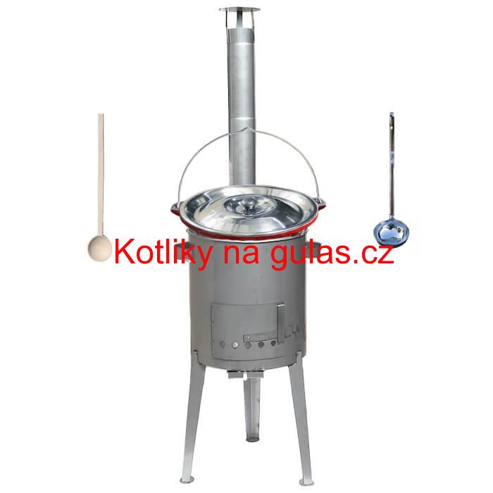 Litinový kotlík 16 L + nerezová kotlina a naběračka LUXUS