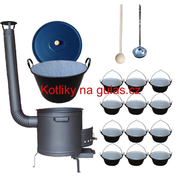 Smaltovaný kotel 70 L + servírovací kotlíky (12 ks) PLUS 600