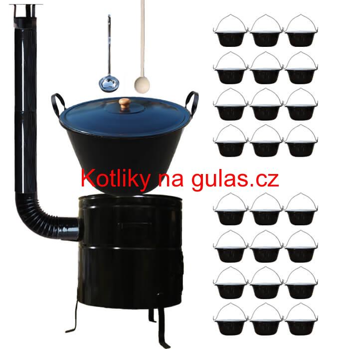 Smaltovaný kotel 80 L + servírovací kotlíky (24 ks) BIG PARTY