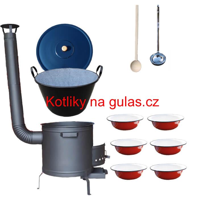Smaltovaný kotel 70 L + smaltované talíře 6 ks PLUS 600