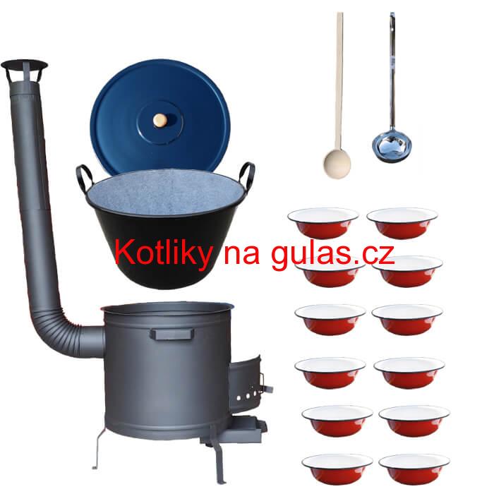 Smaltovaný kotel 80 L + smaltované talíře 12 ks PLUS 600