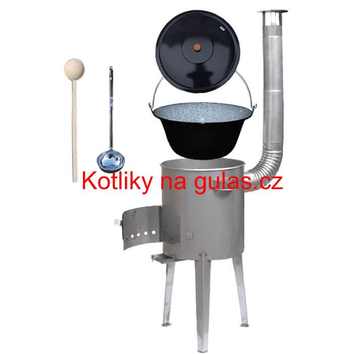 Smaltovaný kotlík 30 L + nerezová kotlina 45 cm LUXUS