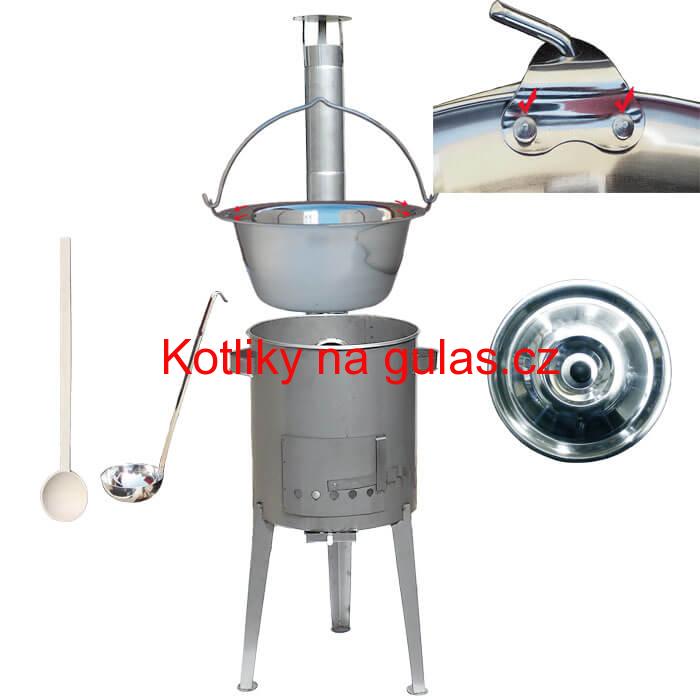 Nerezový kotlík (Zesílený) 30 L + nerezová kotlina 45 cm LUXUS