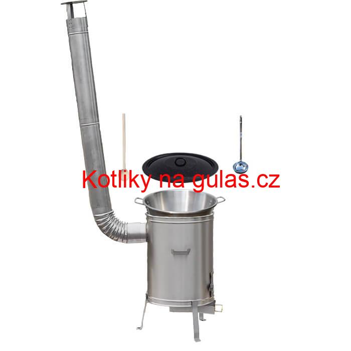 Nerezový kotel 40 L (1,2 mm) + nerezová kotlina 45 cm + vařečka LUX