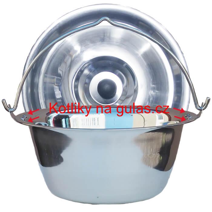 Nerezový kotlík 15 L (0,8 mm) s nýty + poklice