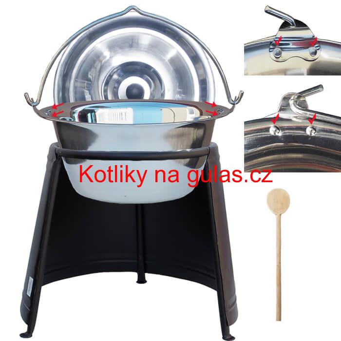 Nerezový kotlík 20 L (0,8 mm) s nýty + chránič plamene