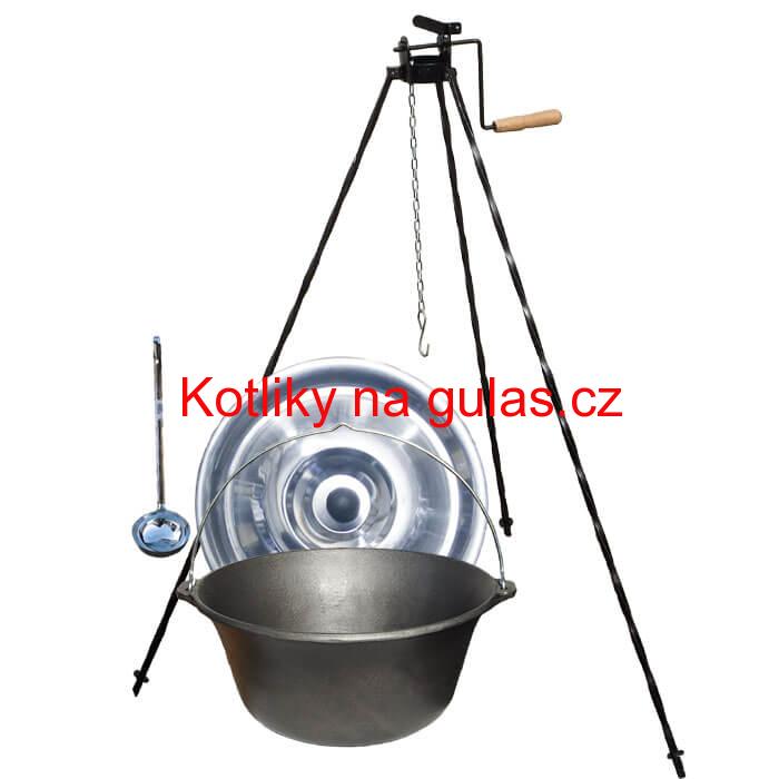 Litinový kotlík 10,8 L + stojan s kladkou VAR