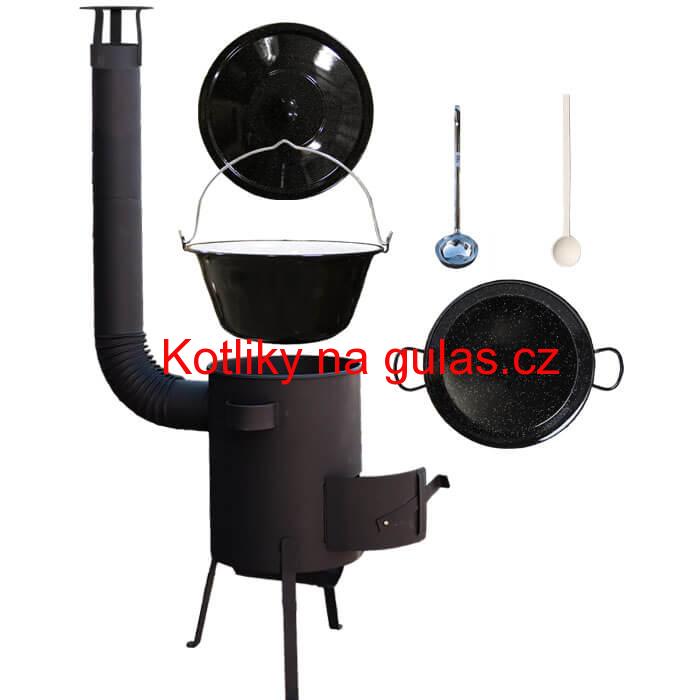 Smaltovaný kotlík 20 L + Paella smaltovaná pánev 46 cm + žáruvzdorná kotlina 42 PLUS 600 4 MM