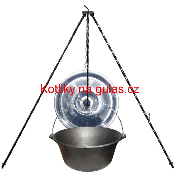Litinový kotlík 10,8 L + poklice  + trojnožka 1,2 m