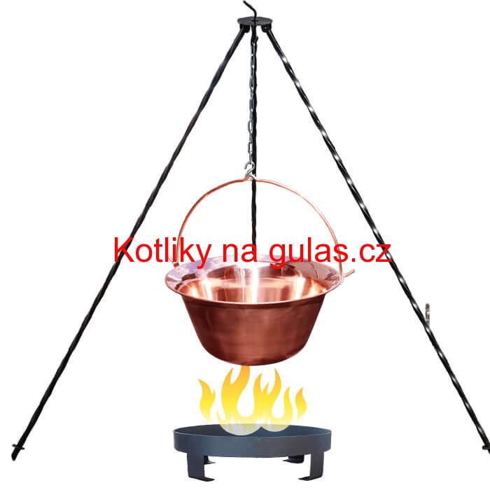 Měděný kotlík 14 L (1,2 mm) + trojnožka 1,2 m + ohniště 36 cm