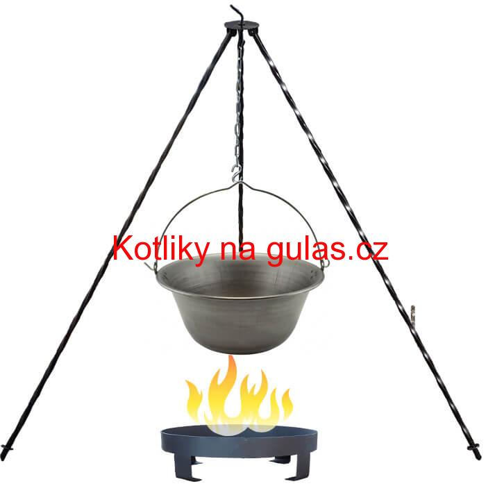 Železný kotlík 6 L (0,75 mm) + trojnožka 1 m + ohniště 36 cm