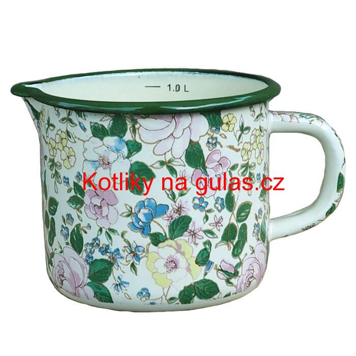 Smaltovaný hrnek s výlevkou 1 L DECOR