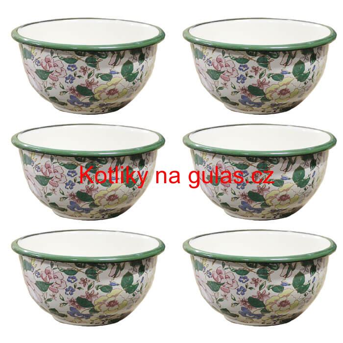 Souprava smaltovaných misek 15 cm 6 ks DECOR