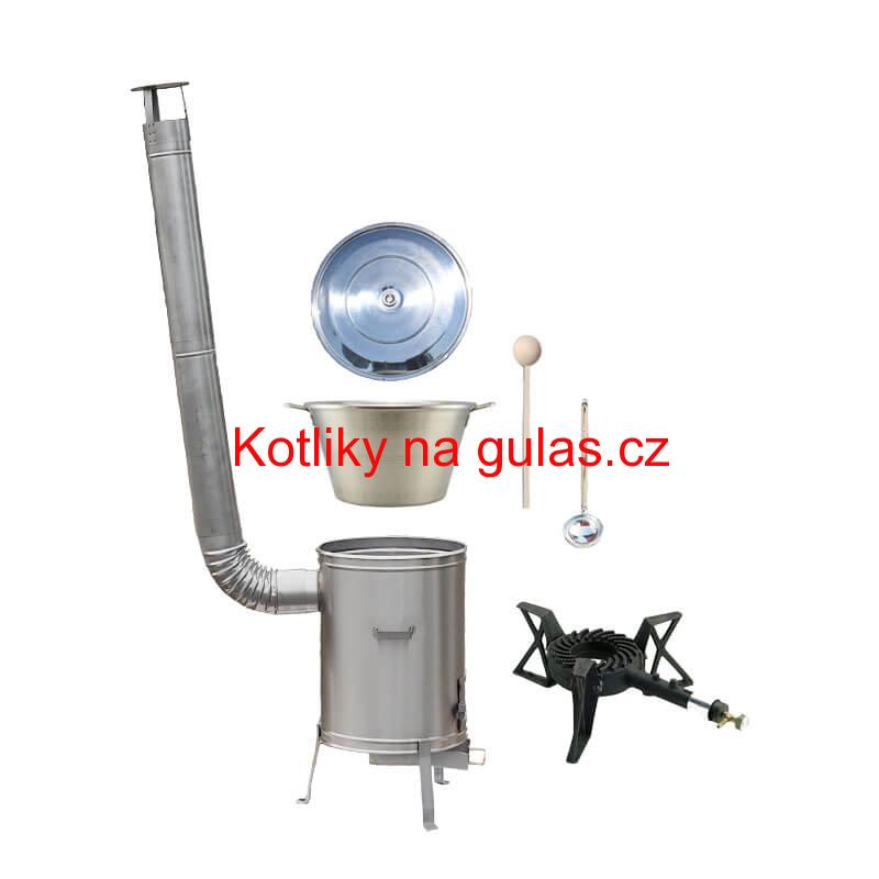 Nerezový kotel 70 L + nerezová kotlina 56 cm LUX + litinový hořák 7 kW BIG PARTY