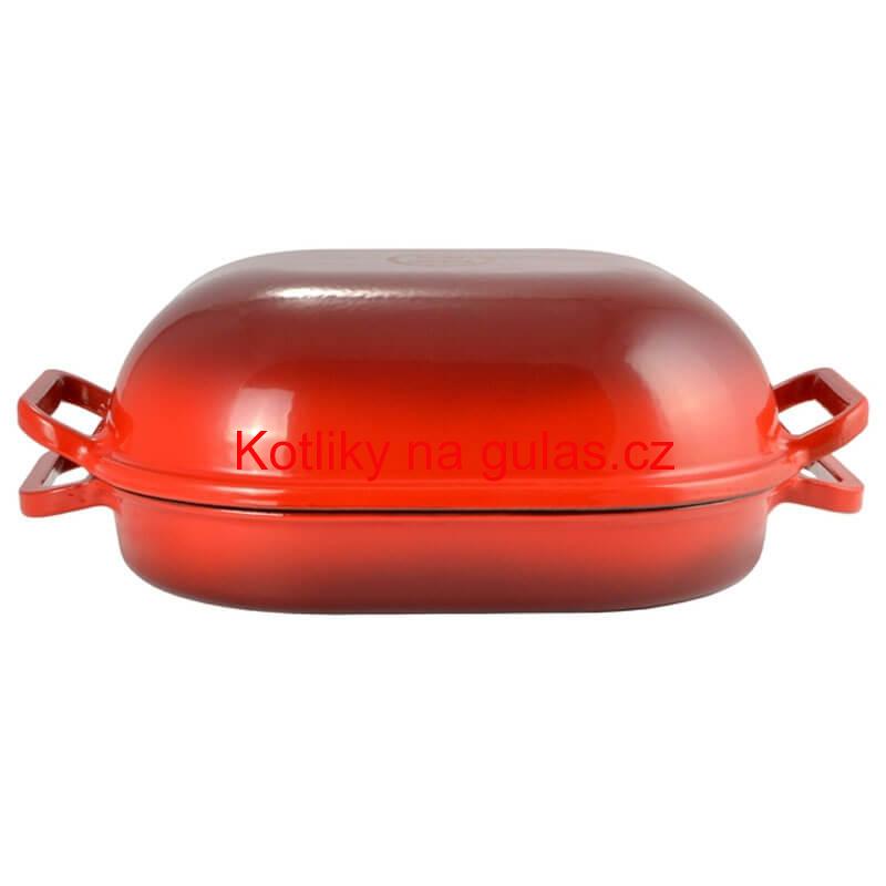 Litinový pekáč s poklicí se smaltovanou úpravou 7 L (KROCAN) RED