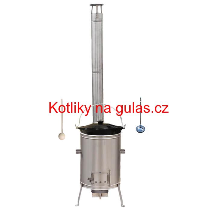 Smaltovaný kotlík 25 L (1,2 mm) + nerezová kotlina 42 cm LUX + vařečka a naběračka