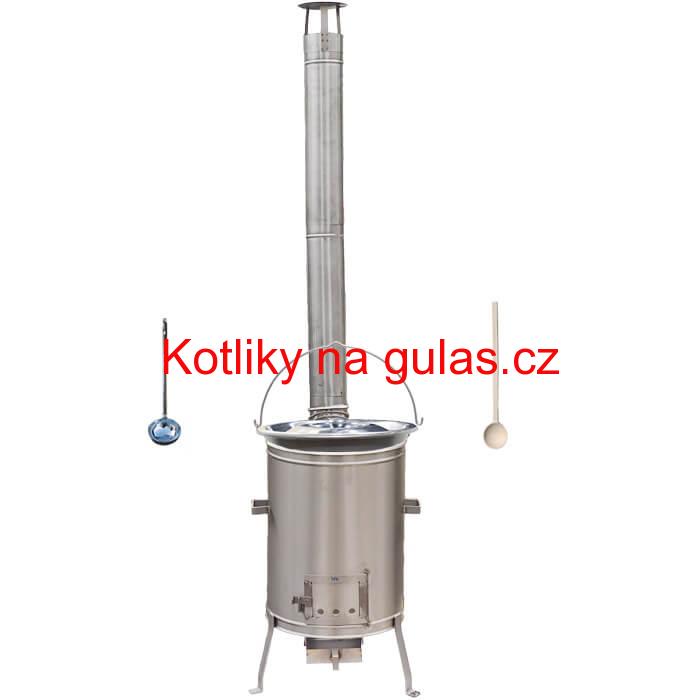 Nerezový kotlík 30 L (1,5 mm) + nerezová kotlina 45 cm LUX + vařečka a naběračka