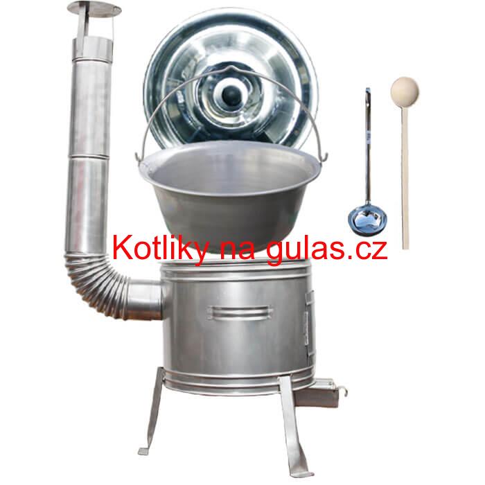 Nerezový kotlík 30 L (1,5 mm) + nerezová kotlina 42 cm TOPLUX + vařečka a naběračka