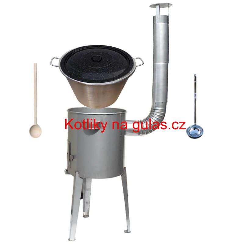 Nerezový kotel 40 L (1,2 mm) + nerezová kotlina 45 cm LUXUS + naběračka a vařečka