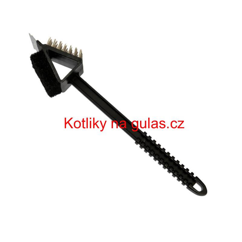 Kartáč se škrabkou a houbou na gril 3 v 1