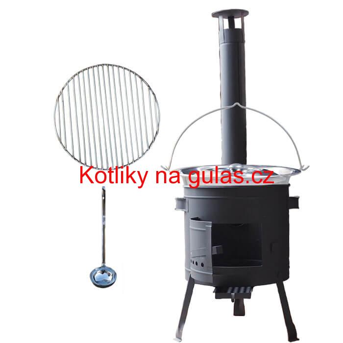 Nerezový kotlík 20 L (1,2 mm) INOX + Nerezový rošt 45 cm + nízká žáruvzdorná kotlina 42 cm PLUS 600