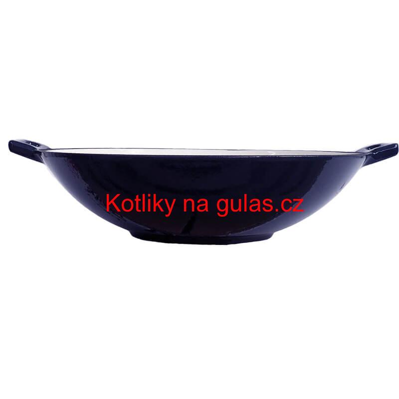 Litinový wok – smaltovaný povrch 37 cm