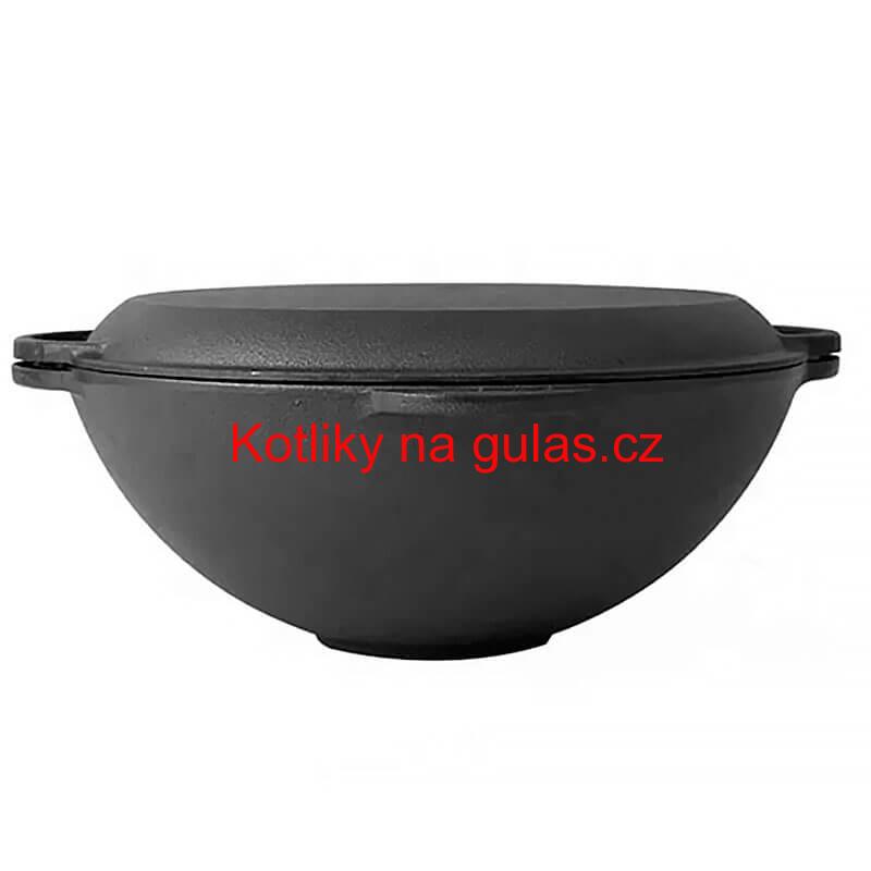 Litinový wok s poklicí (panvicí) 32 cm 3 v 1
