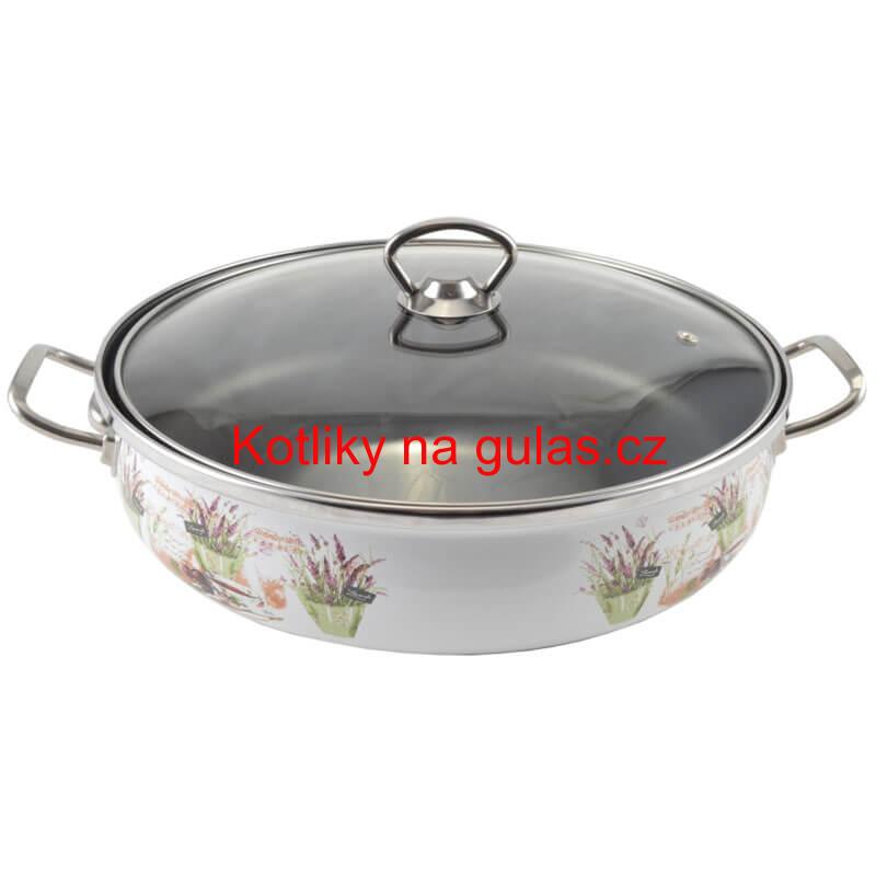 Smaltovaný rendlík s poklicí 26 cm LEVANDULE