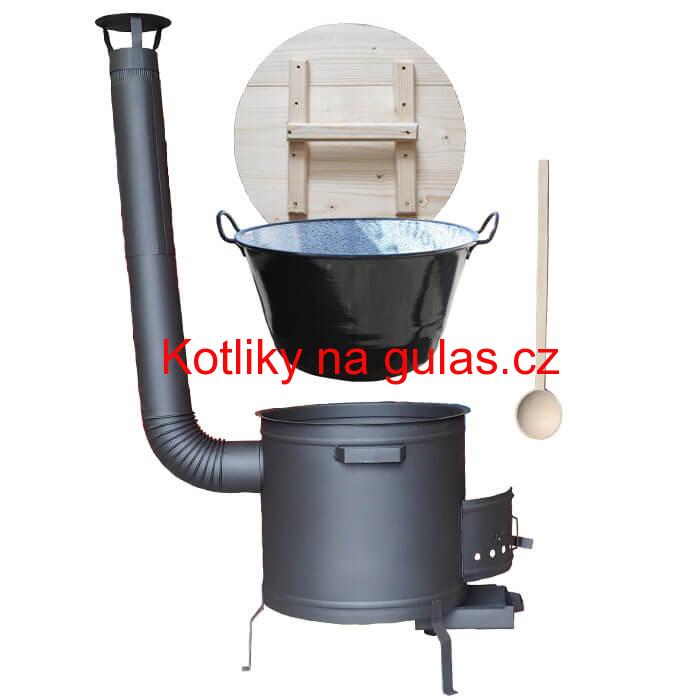 Zabijačkový smaltovaný kotel 100 L + žáruvzdorná kotlina 60 cm PLUS 600