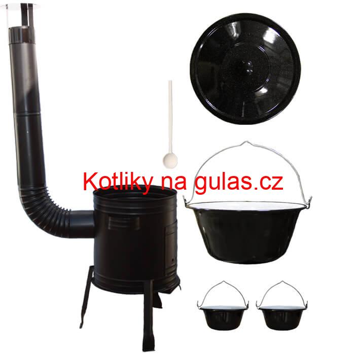 Smaltovaný kotlík 30 L (1,2 mm) + kovová kotlina 45 CLASSIC (KOV) + 2 smaltované servírovací kotlíky 0,8 L