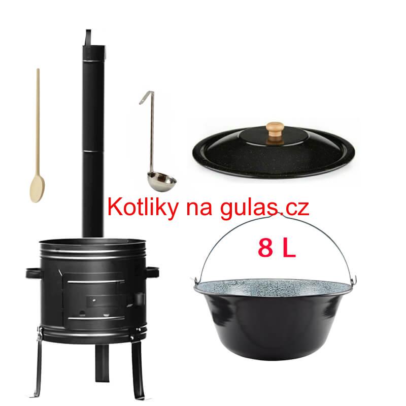 Smaltovaný kotlík 8 L + kovová kotlina 31 KOV