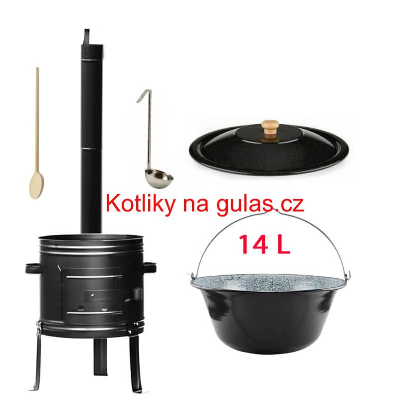 Smaltovaný kotlík 14 L + kovová kotlina 36 KOV