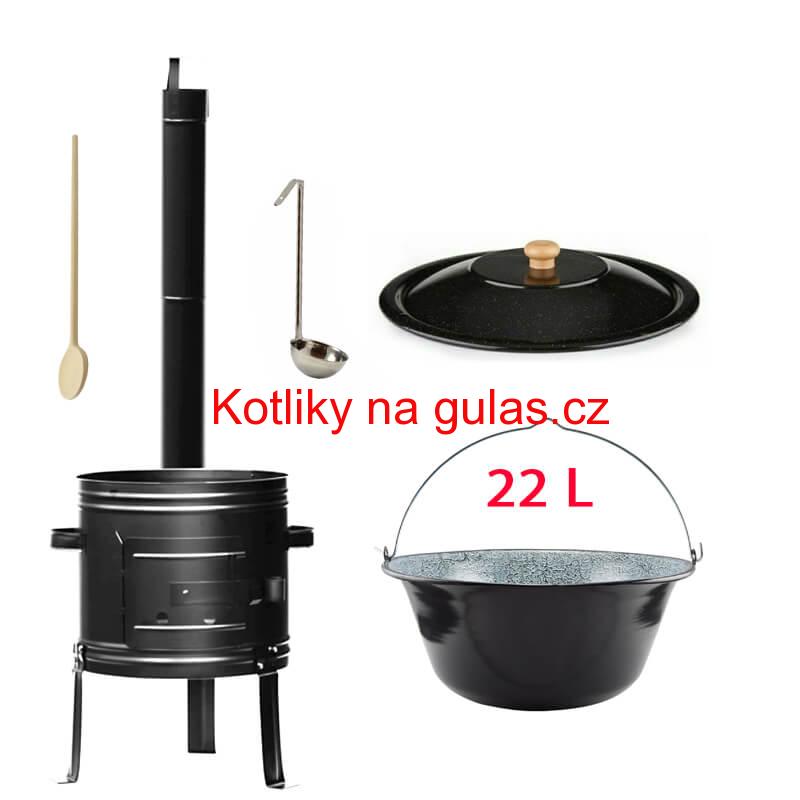 Smaltovaný kotlík 22 L + kovová kotlina 42 KOV