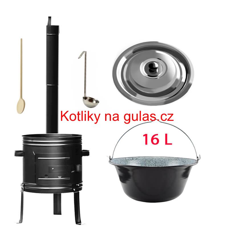 Smaltovaný kotlík 16 L + kovová kotlina 36 KOV