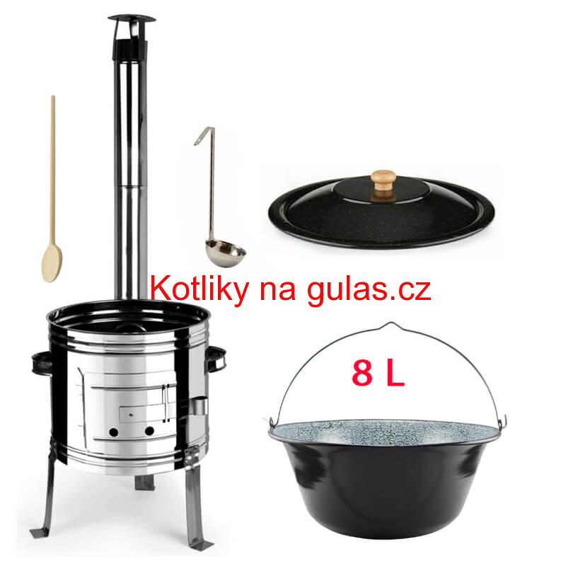 Smaltovaný kotlík 8 L + nerezová kotlina 31 INOX