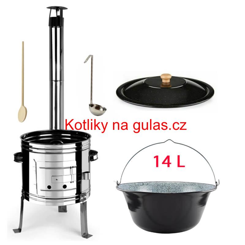 Smaltovaný kotlík 14 L + nerezová kotlina 36 INOX