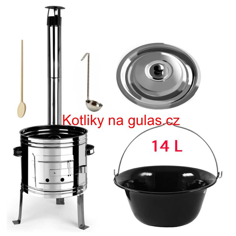 Smaltovaný kotlík 14 L + nerezová kotlina 36 INOX