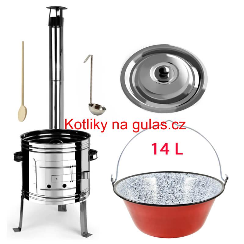Smaltovaný kotlík 14 L + nerezová kotlina 36 INOX