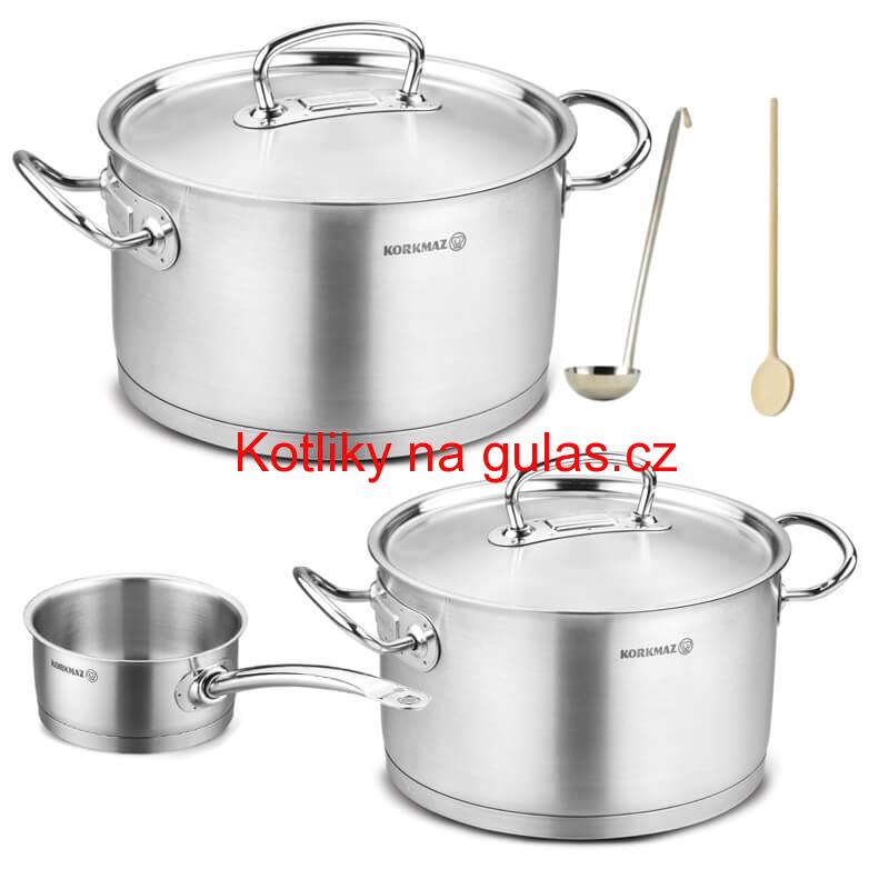 Sada nerezových hrnců s poklicí + rendlík 2 + 1 ks 6 L, 10 L, 2,8 L