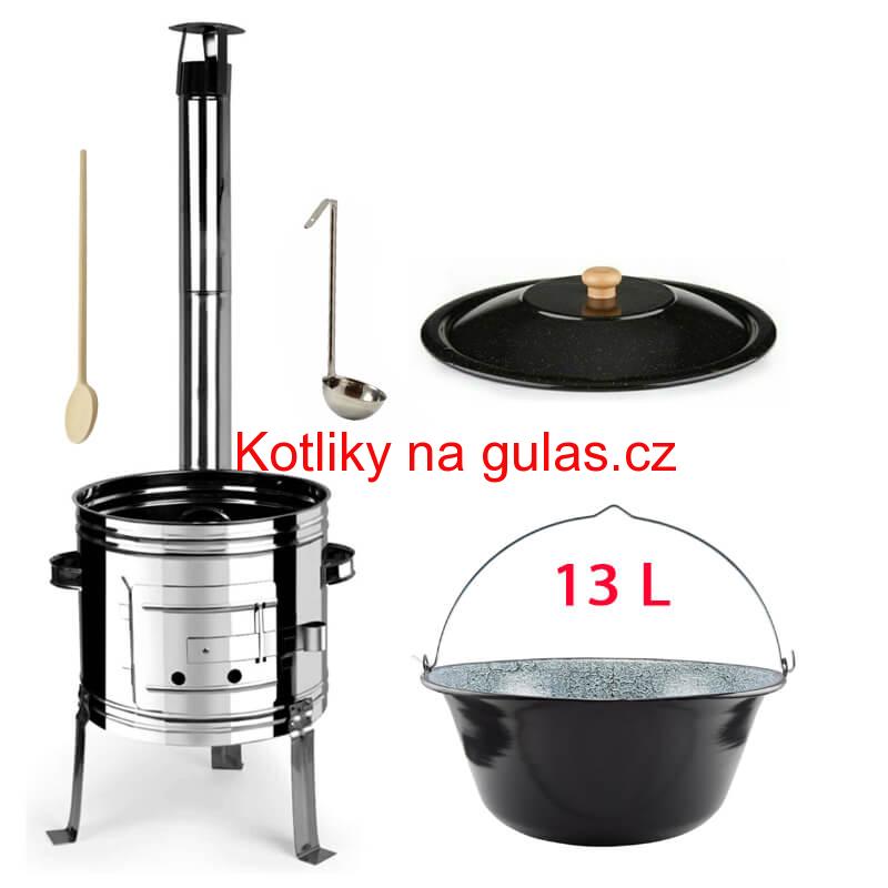 Smaltovaný kotlík 13 L + nerezová kotlina 36 INOX