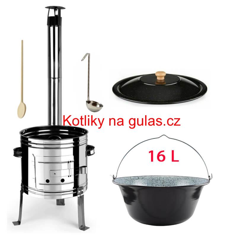 Smaltovaný kotlík 16 L + nerezová kotlina 39 INOX