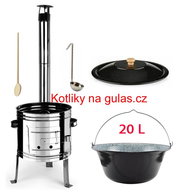 Smaltovaný kotlík 20 L + nerezová kotlina 42 INOX