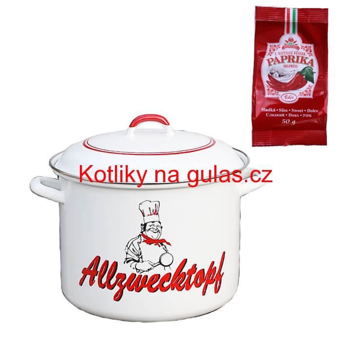 Smaltovaný hrnec s poklicí 13 L kuchař + sladká paprika GURMÁN 50 g