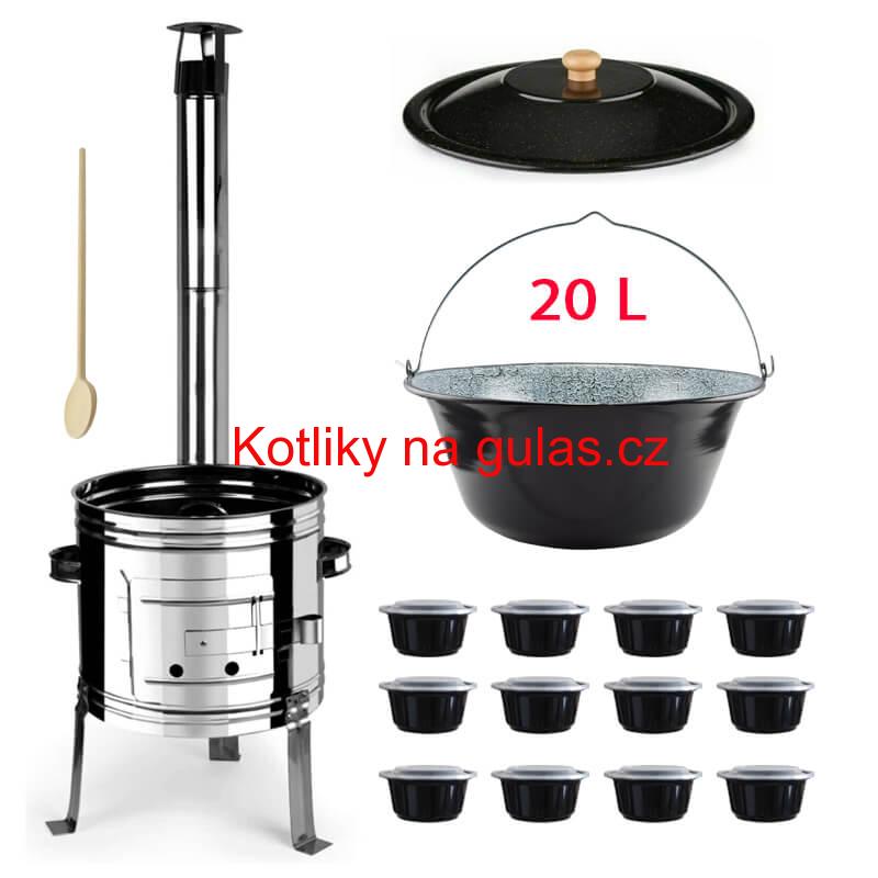 Smaltovaný kotlík 20 L + nerezová kotlina 42 INOX