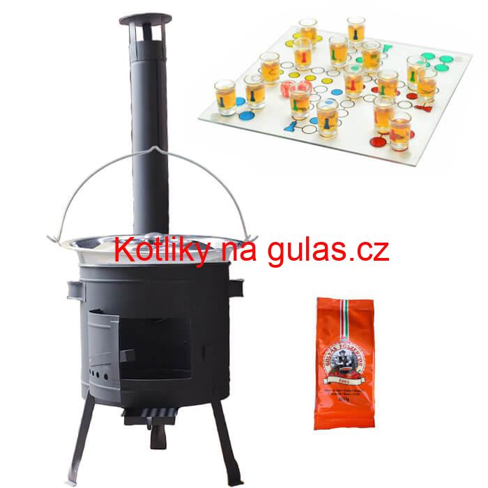 Nerezový kotlík 14 L (0,8 mm) + pepř + člověče pi už + nízká žáruvzdorná kotlina 36 PLUS 600