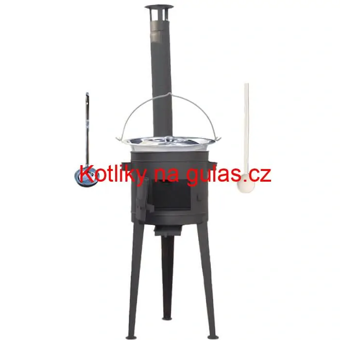 Nerezový kotlík 22 L (0,8 mm) + vysoká žáruvzdorná kotlina (1,5 mm) HODO 42 cm PLUS 600 + vařečka + naběračka