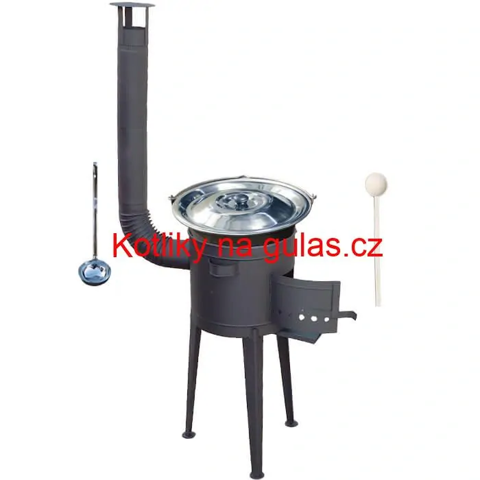 Nerezový kotlík 20 L (1,5 mm) + vysoká žáruvzdorná kotlina (2,0 mm) HODO 42 cm PLUS 600 + vařečka + naběračka