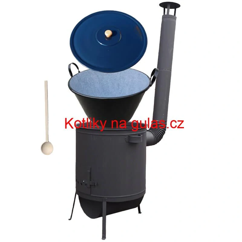 Smaltovaný kotel 70 L na zabijačku + žáruvzdorná kotlina 53 PLUS 600 4 MM + vařečka
