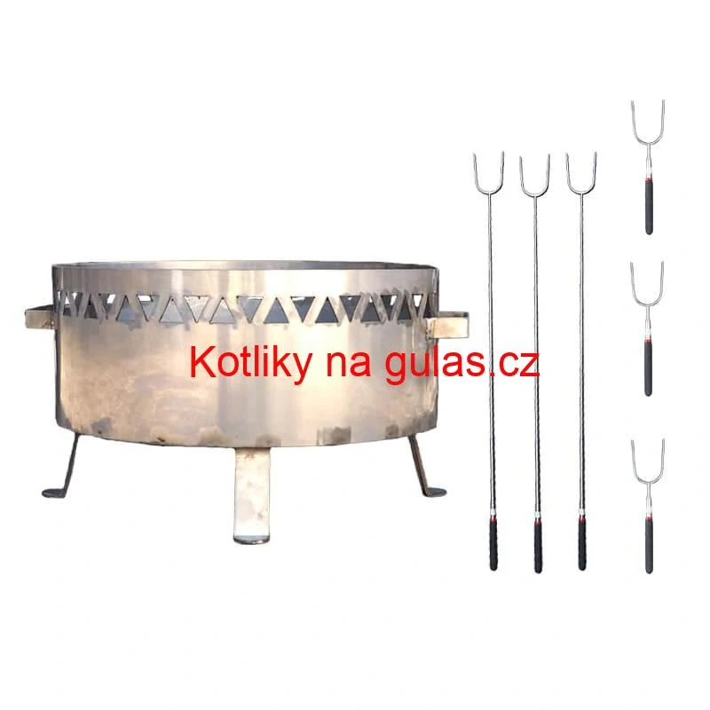 Přenosné ohniště nerezové (1,5 mm) FIFO + Vidličky na opékání teleskopické 6 ks