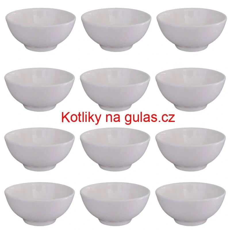 Keramické misky na servírování guláše 15 cm 12 ks bílé